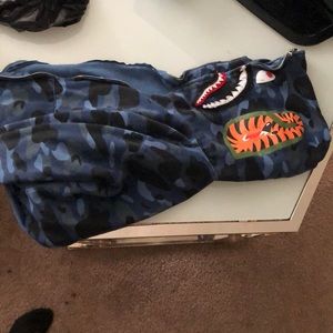 Blue sharks authentic bape hoodie